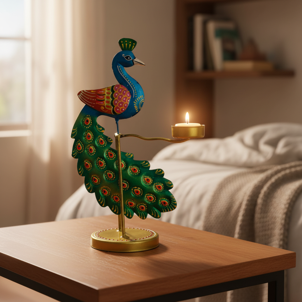 Dancing Peacock Style With Multicolor Tea Light Holder New Creation By Tamrapatra - Tamrapatra