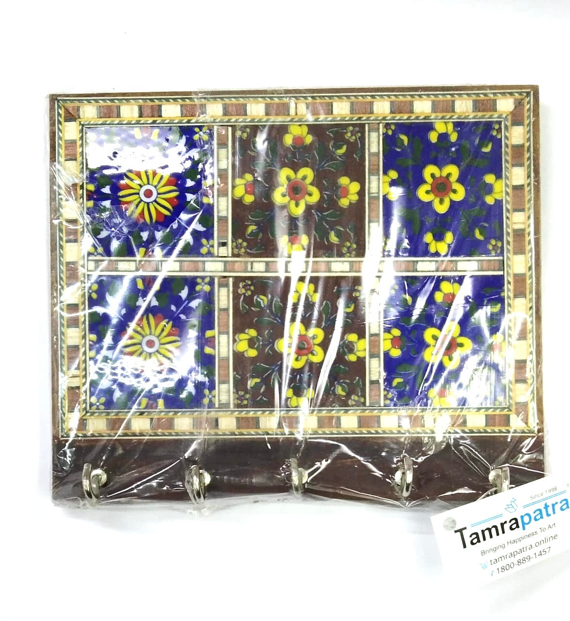 Blue Pottery Tiles Key Holder In Eccentric Designs Exclusive Art From Tamrapatra