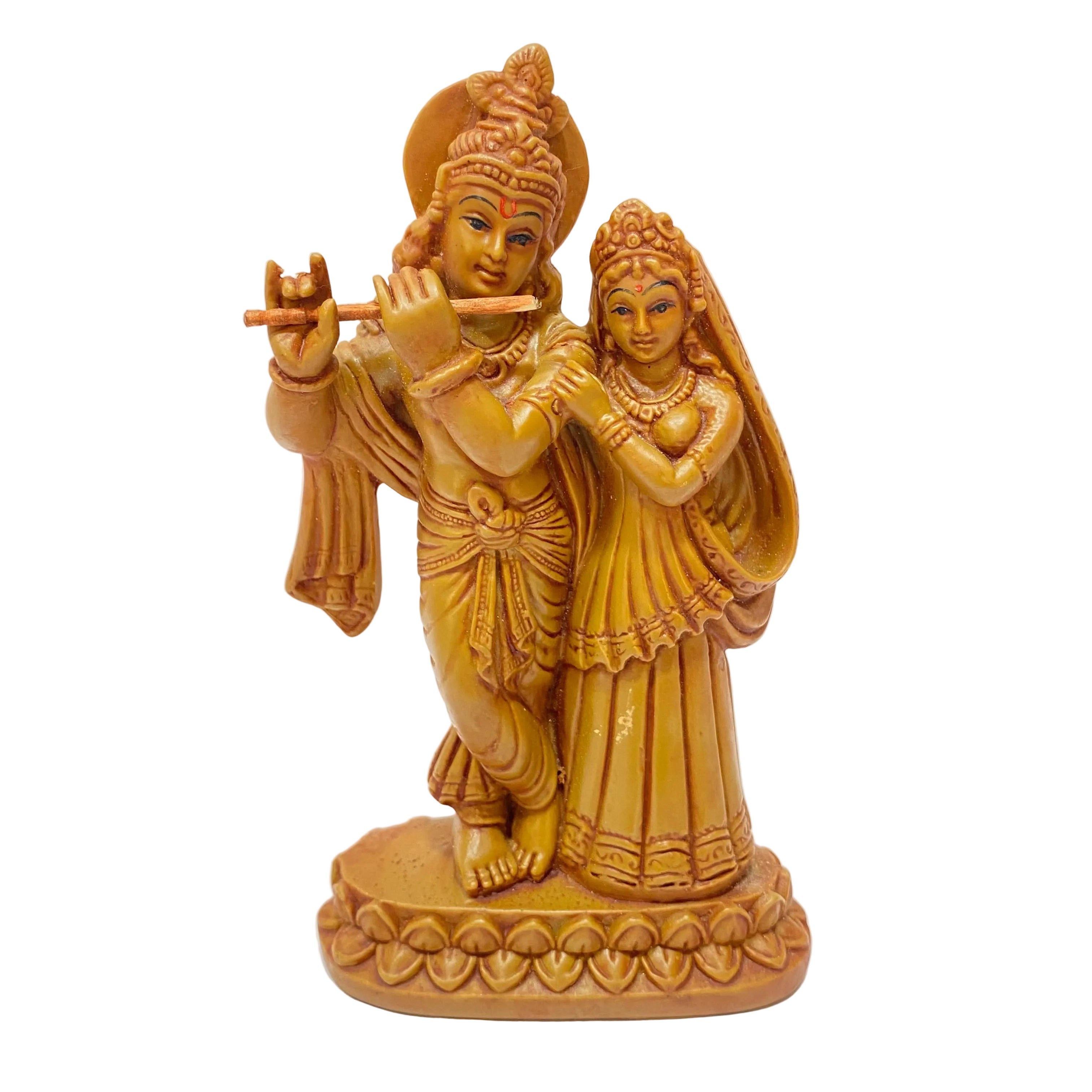 Statue of a man and woman playing musical instruments on a white background