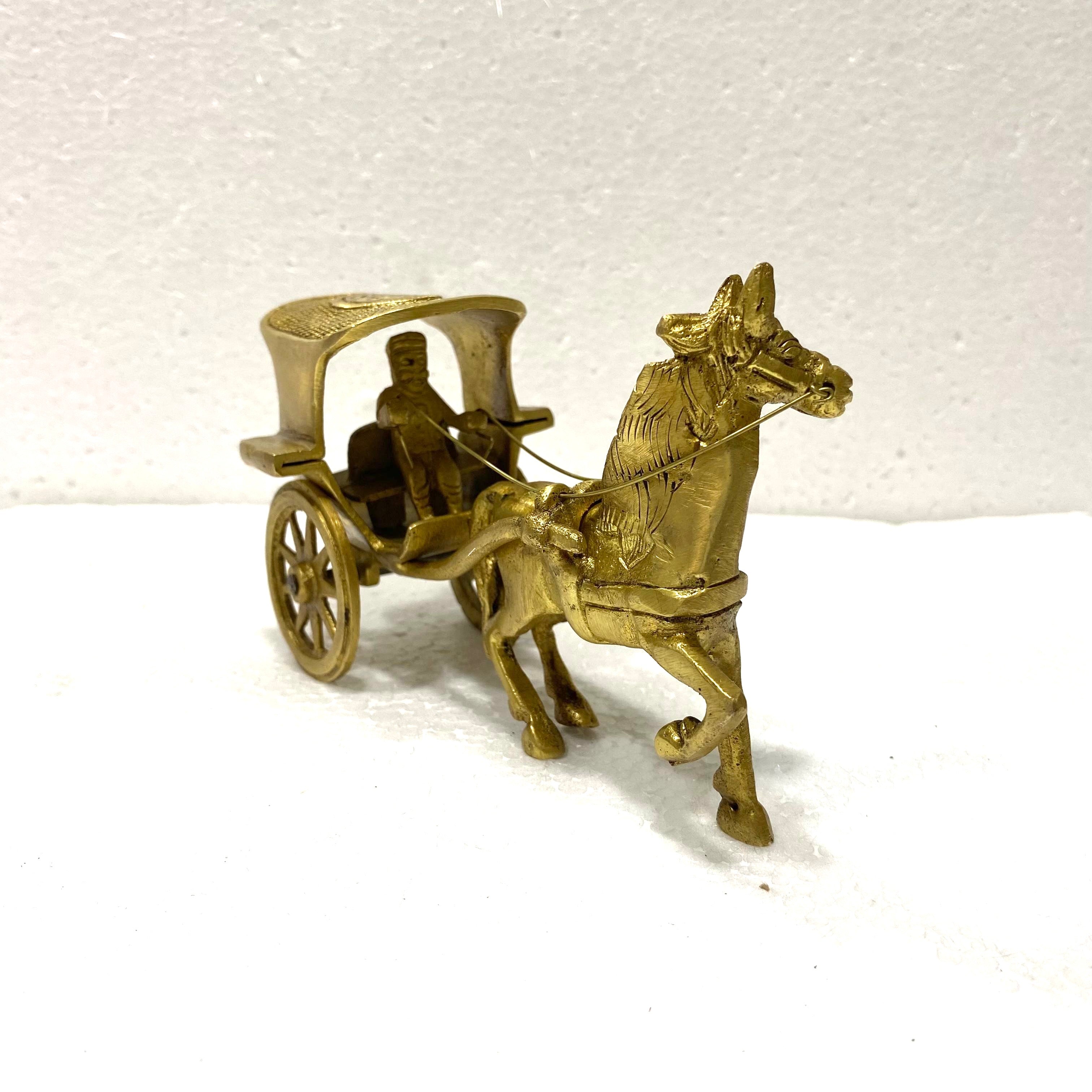 Horse Cart With Villager Beautiful Brass Showpiece Gifts Collection Tamrapatra