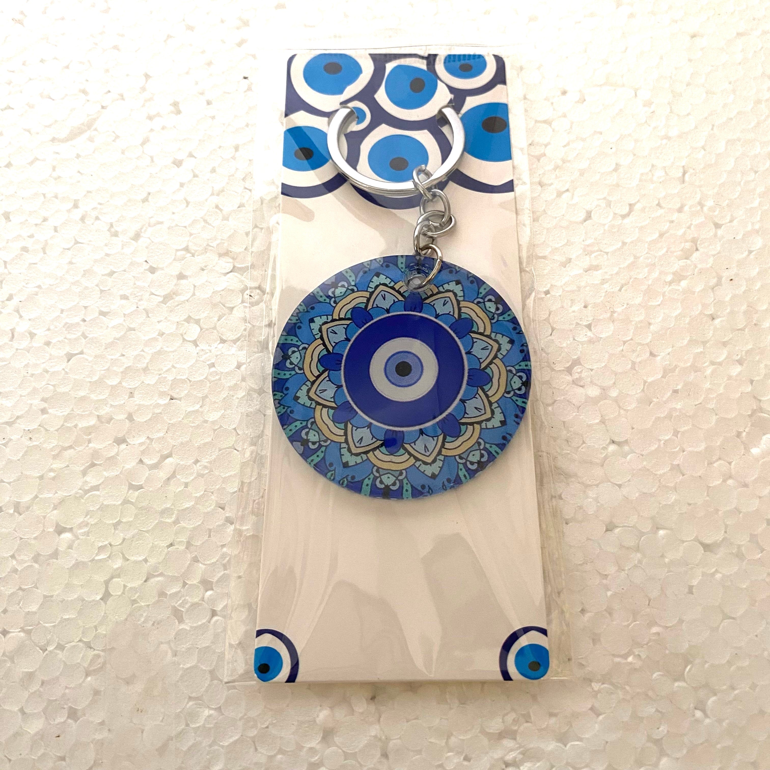 Round Evil Eye Keychains In Various Designs Handmade Gifts By Tamrapatra