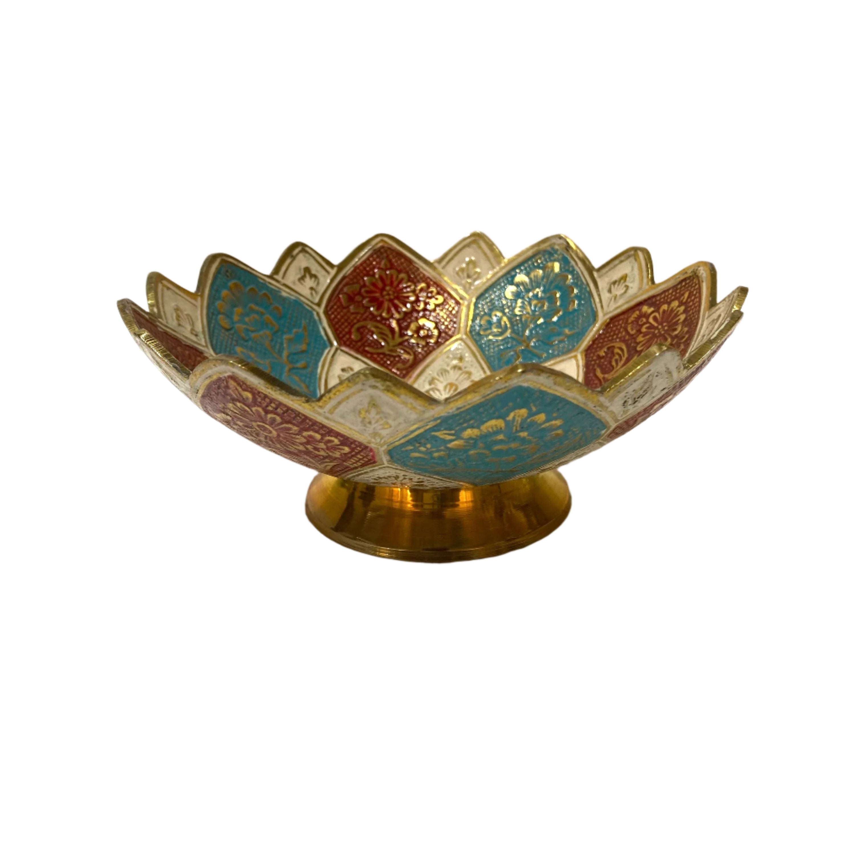 Decorative bowl with geometric design on a white background