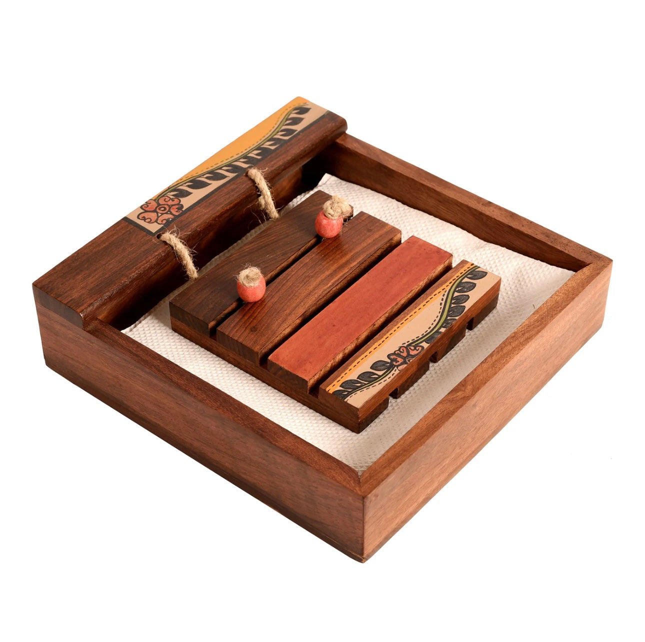 Exclusive Utility Stylish Wooden Napkin Holder With Warli Painting By Tamrapatra