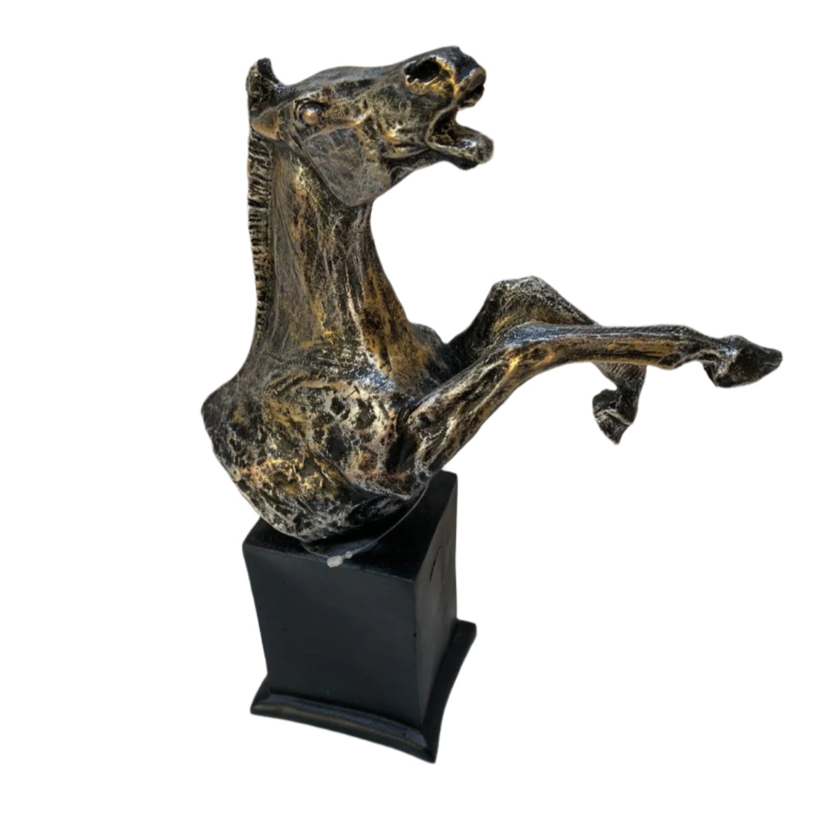 Premium Quality Horse Animal Showpiece Reared Style On Stand Tamrapatra