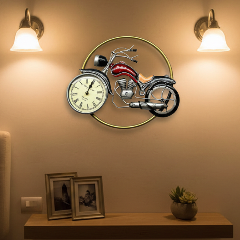 Wall Bullet Clock Bike Lovers Attraction For Home Office & Restaurant Tamrapatra - Tamrapatra