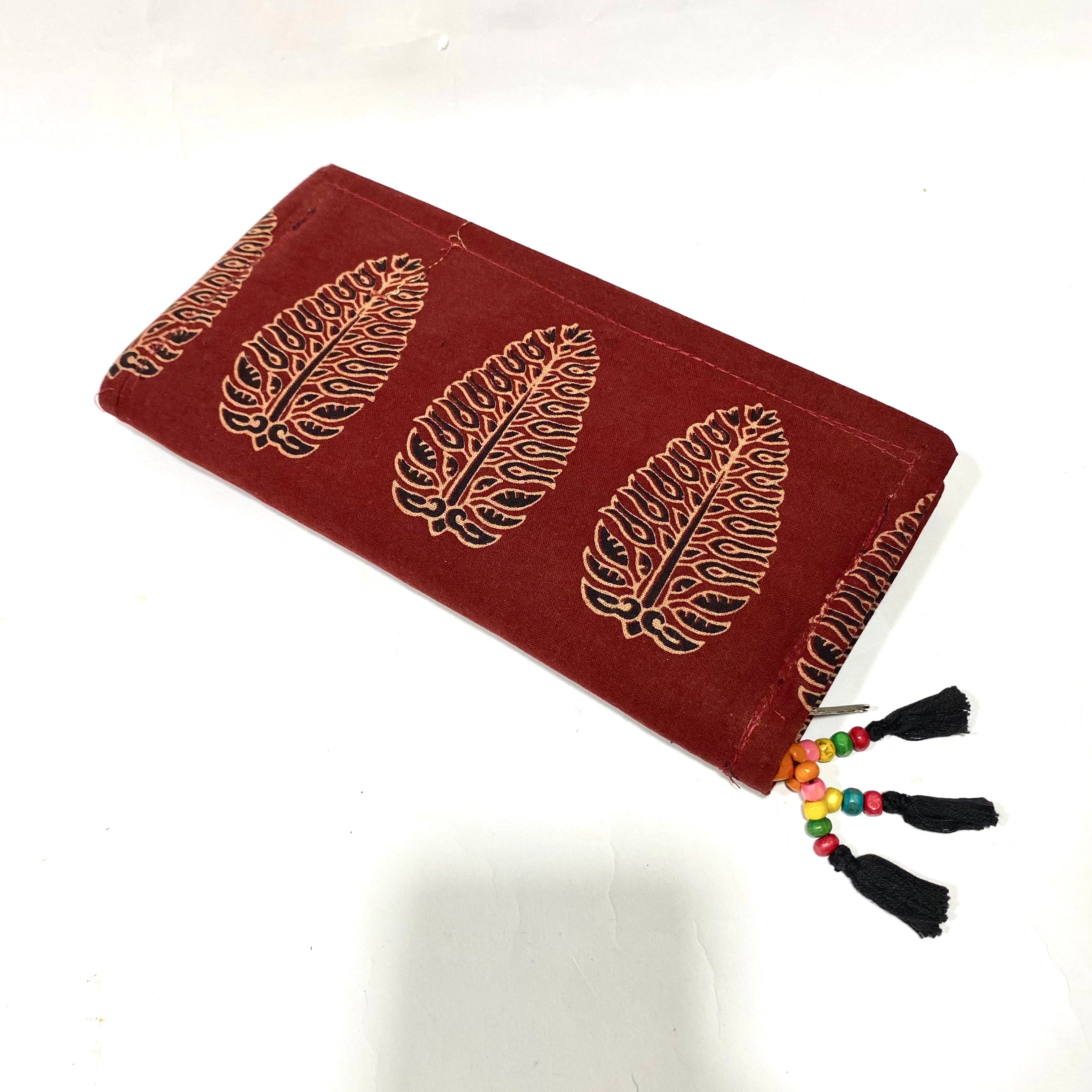 Cotton Embroidery Block Print Purse With Mirrors Styled With Beads By Tamrapatra