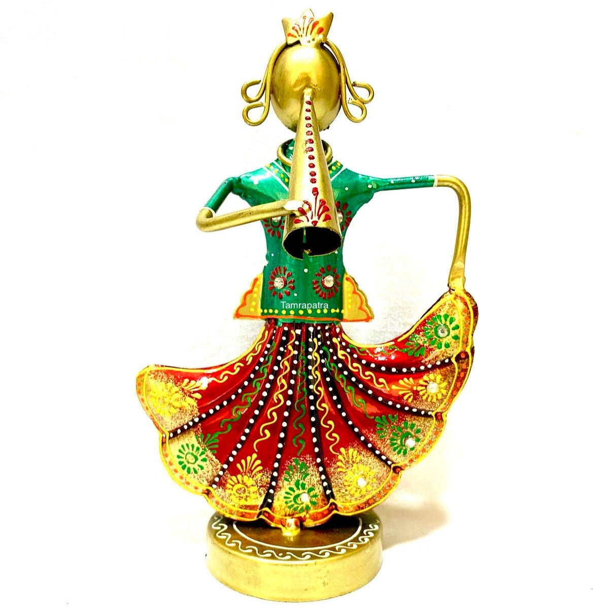 Traditional Crown Lady Musician Metal Fusion Artifact Handcrafted Tamrapatra - Tamrapatra