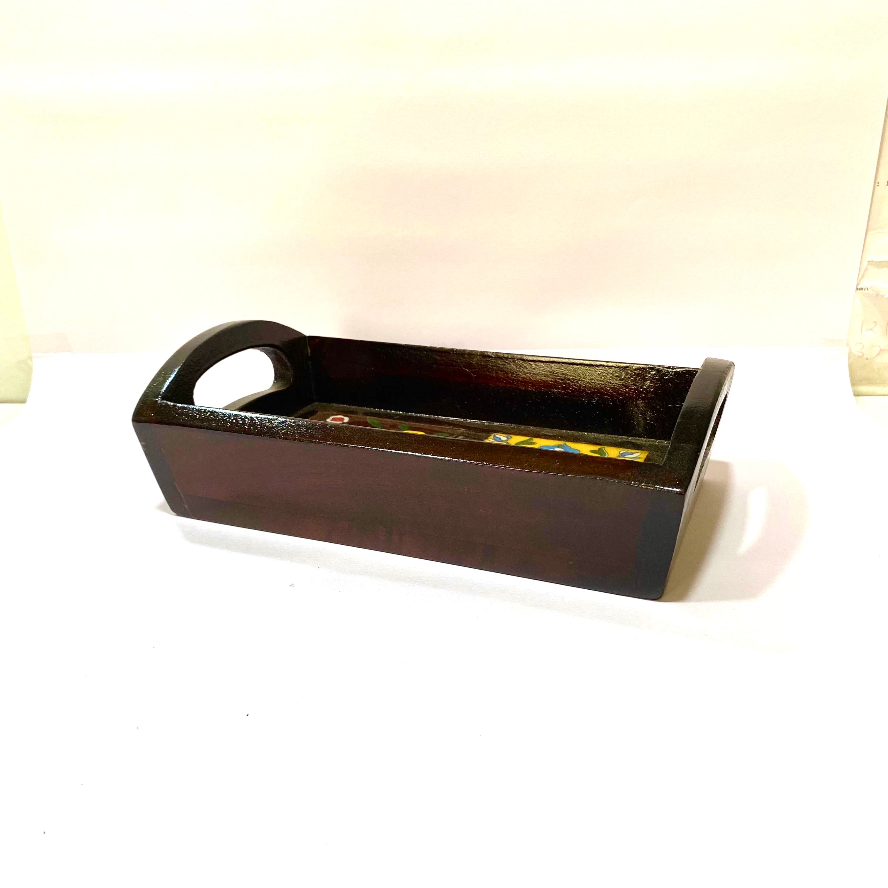 Flower Designed With Blue Pottery Tiles Handcrafted Kitchen Utility By Tamrapatra