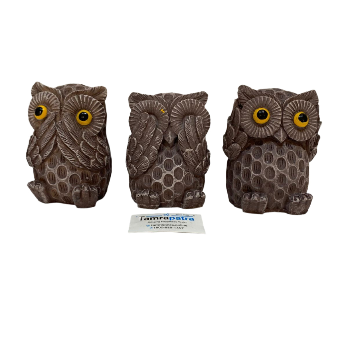 Owl Set Of 3 Modern Art Cute Showpiece Decoration For Kids Room By Tamrapatra