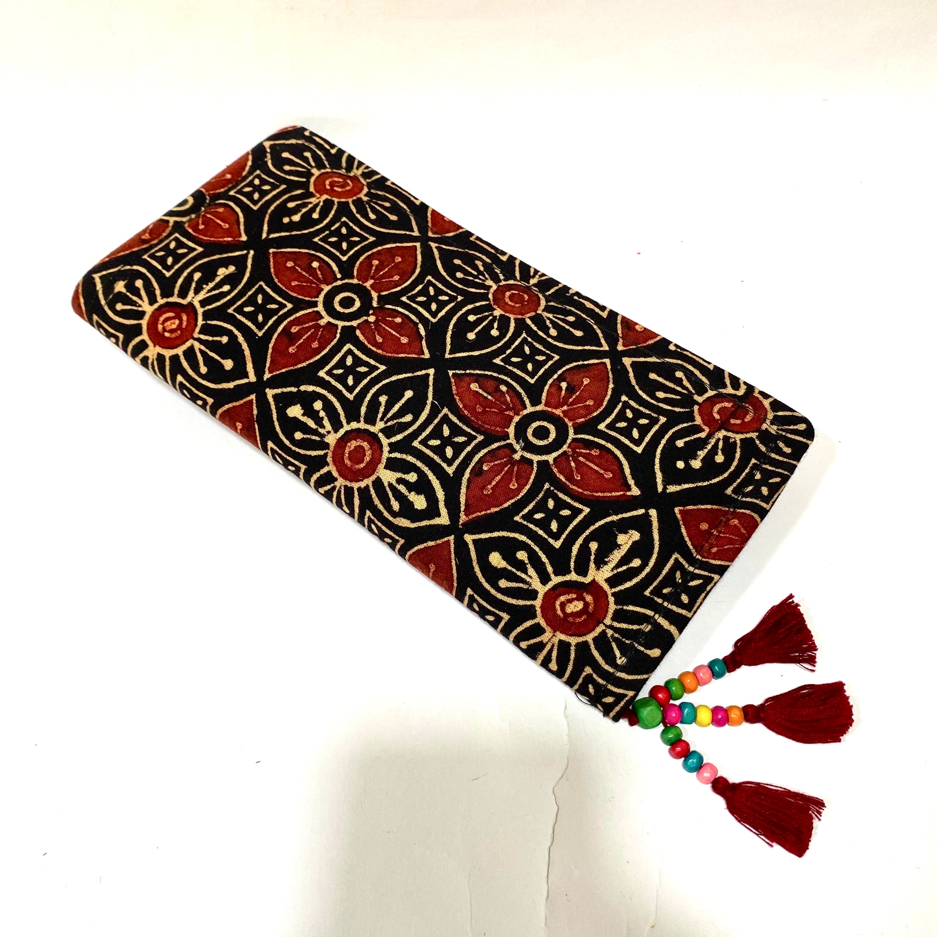 Cotton Embroidery Block Print Purse With Mirrors Styled With Beads By Tamrapatra