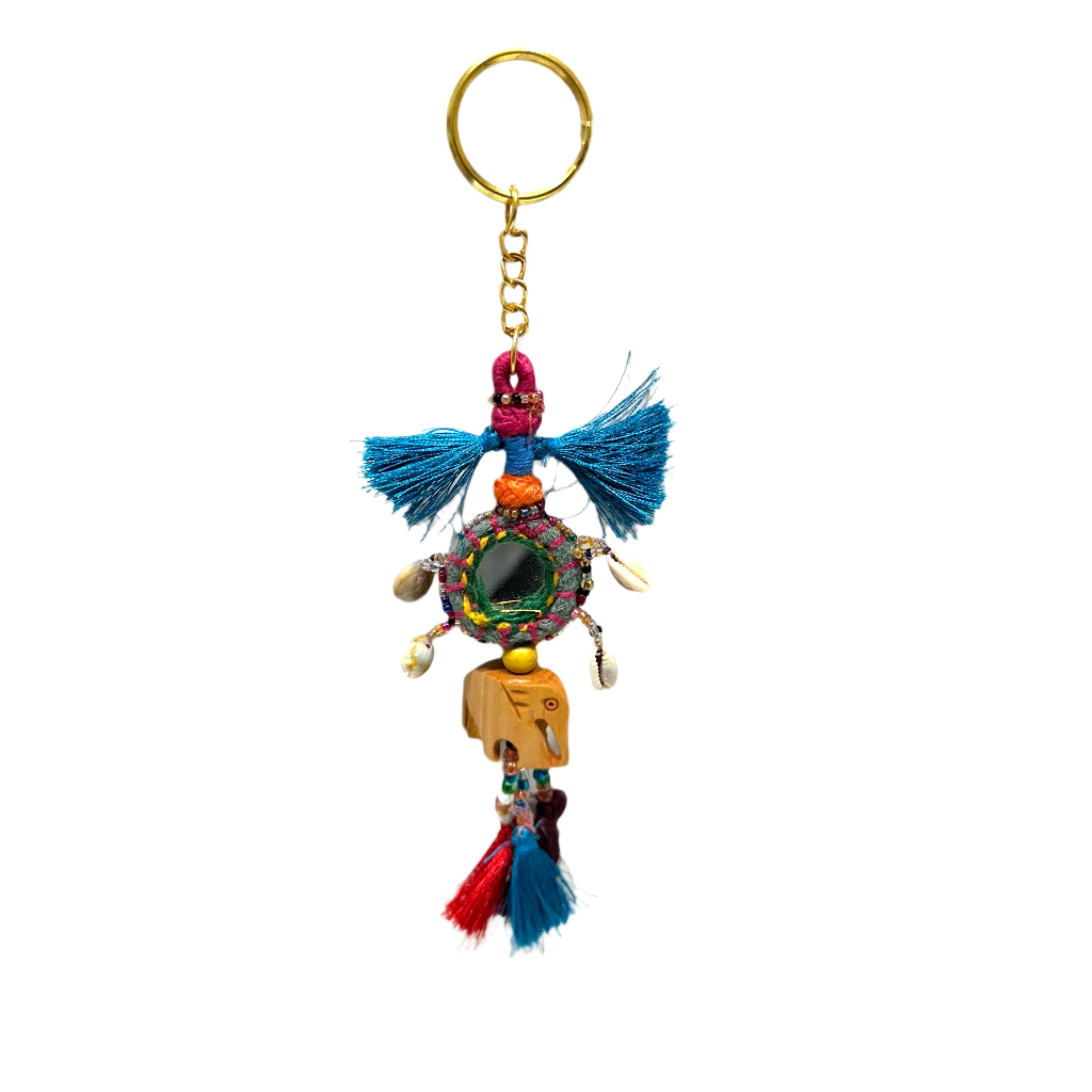 Traditional Keychains With Mirror Beads Handcrafted Souvenir Gifts By Tamrapatra