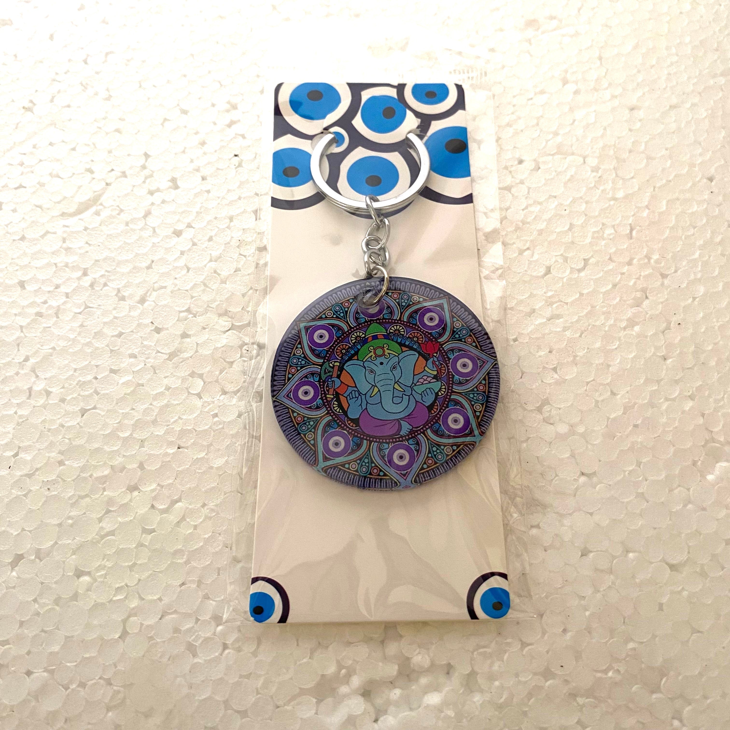 Round Evil Eye Keychains In Various Designs Handmade Gifts By Tamrapatra