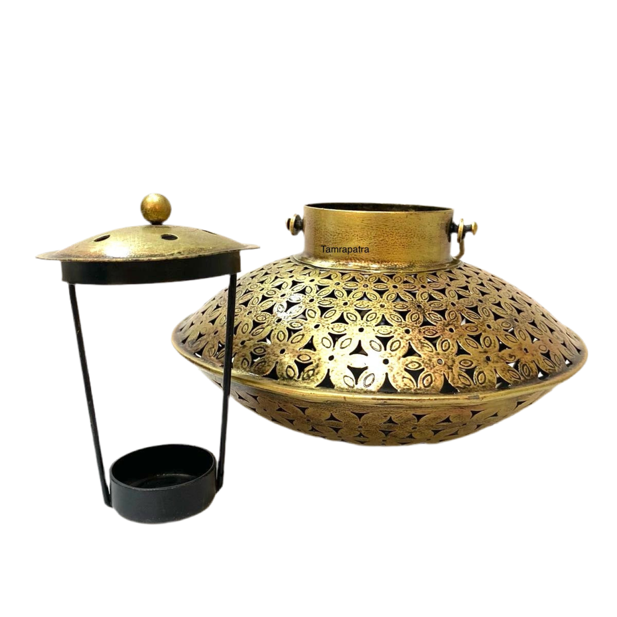 Handi Style Hanging Tea Light Holder Metal Lantern Vintage Art By Tamrapatra - Tamrapatra
