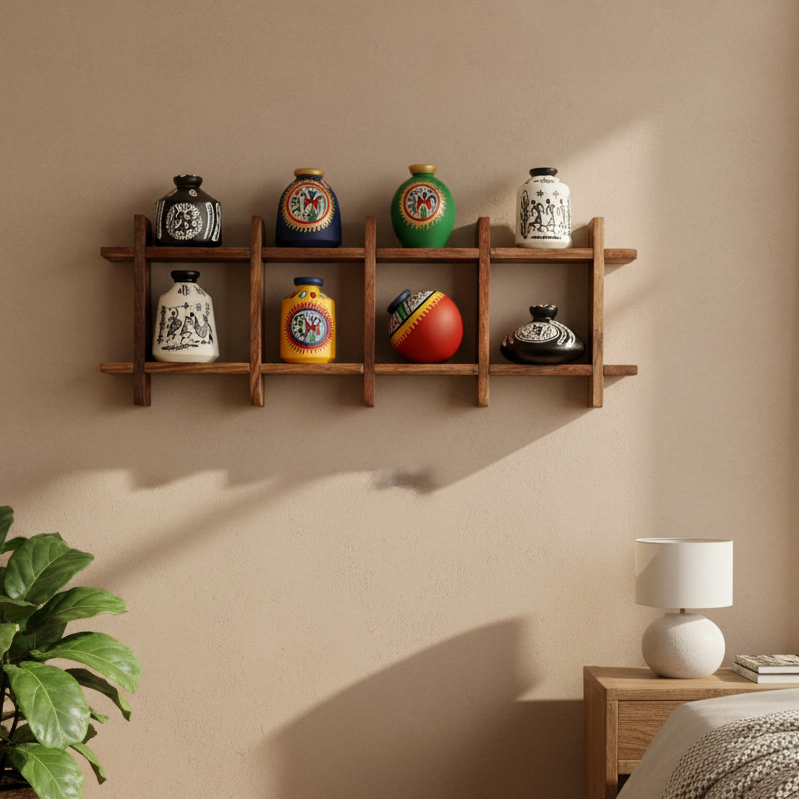 Warli Pot Stand House Style Designed To Enhance Your Space Handmade Tamrapatra - Tamrapatra