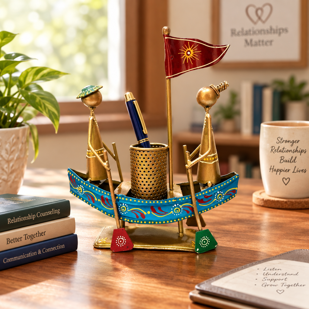 Couple On Sailing Boat Unique Metal Creations With Holder Utility From Tamrapatra