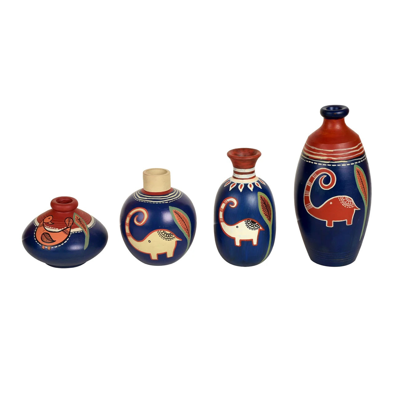 The Creation Of Pottery In Various Shapes Blue Animal Theme By Tamrapatra