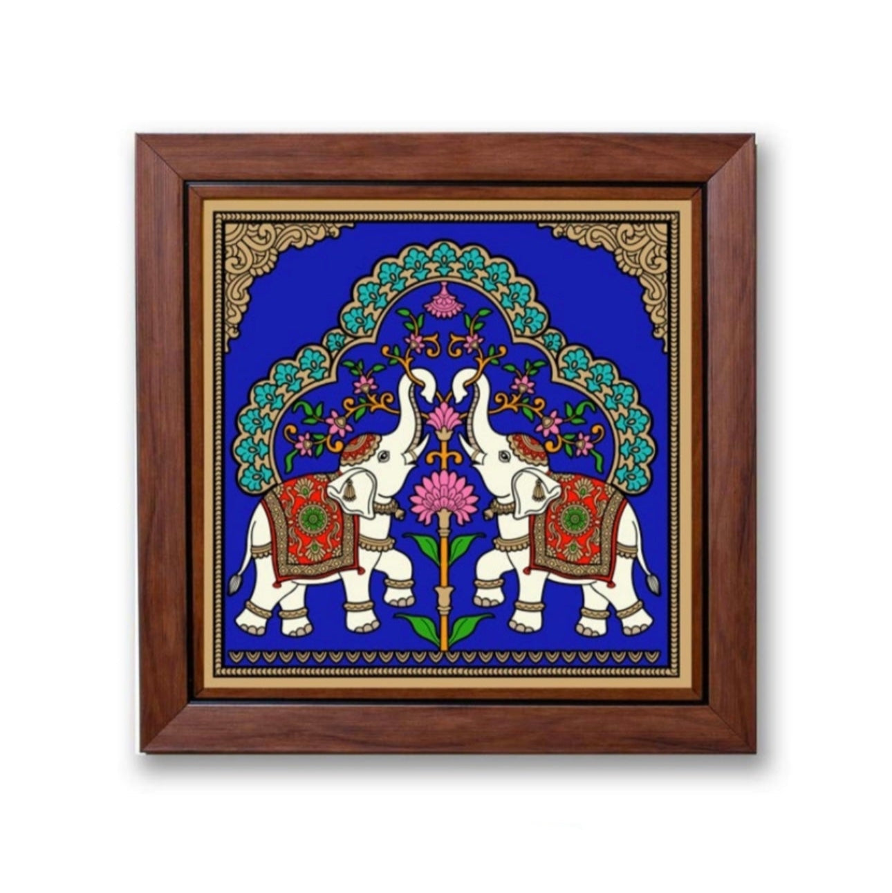 Paintings On Reverse Glass Tanjore Tales Elephant Cow Design Wall Art Tamrapatra