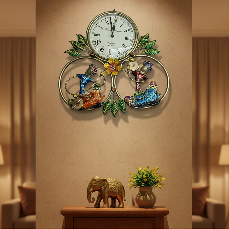 Handcrafted Musicians Wall Clock Metal Art Craftsmanship Décor By Tamrapatra - Tamrapatra