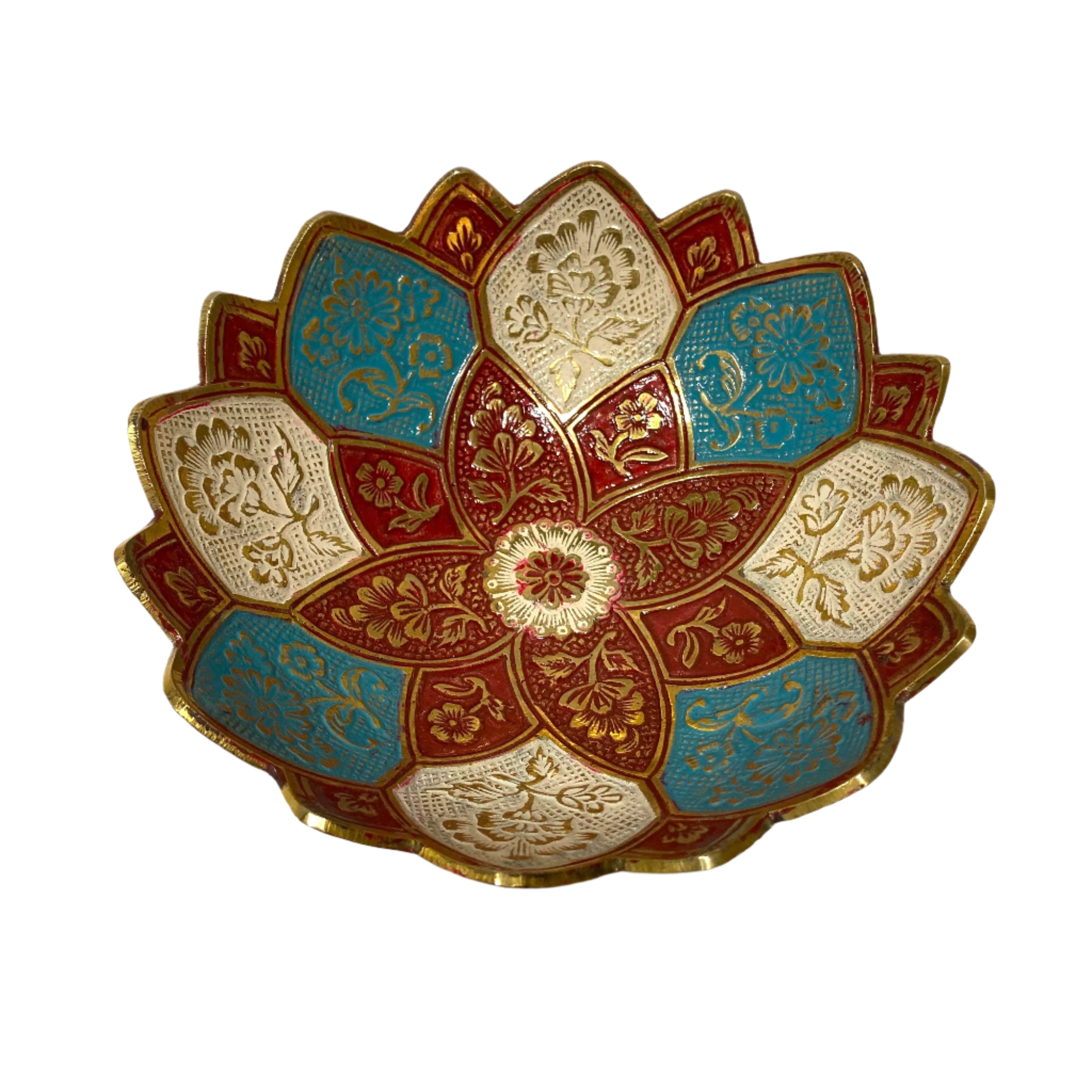 Decorative plate with intricate patterns on a white background