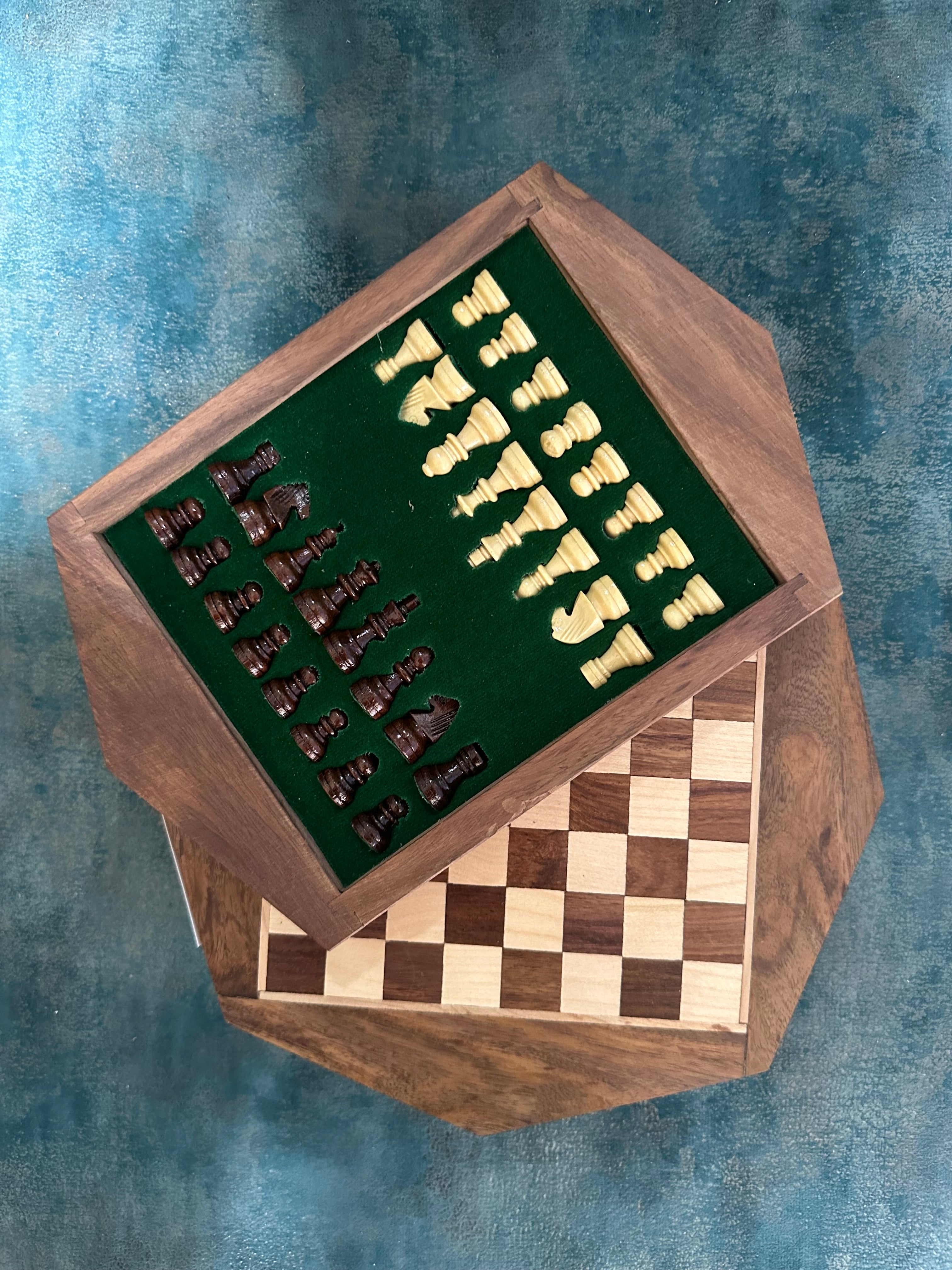 Travel Chess Wooden Carved Pieces Handcrafted Games By Tamrapatra