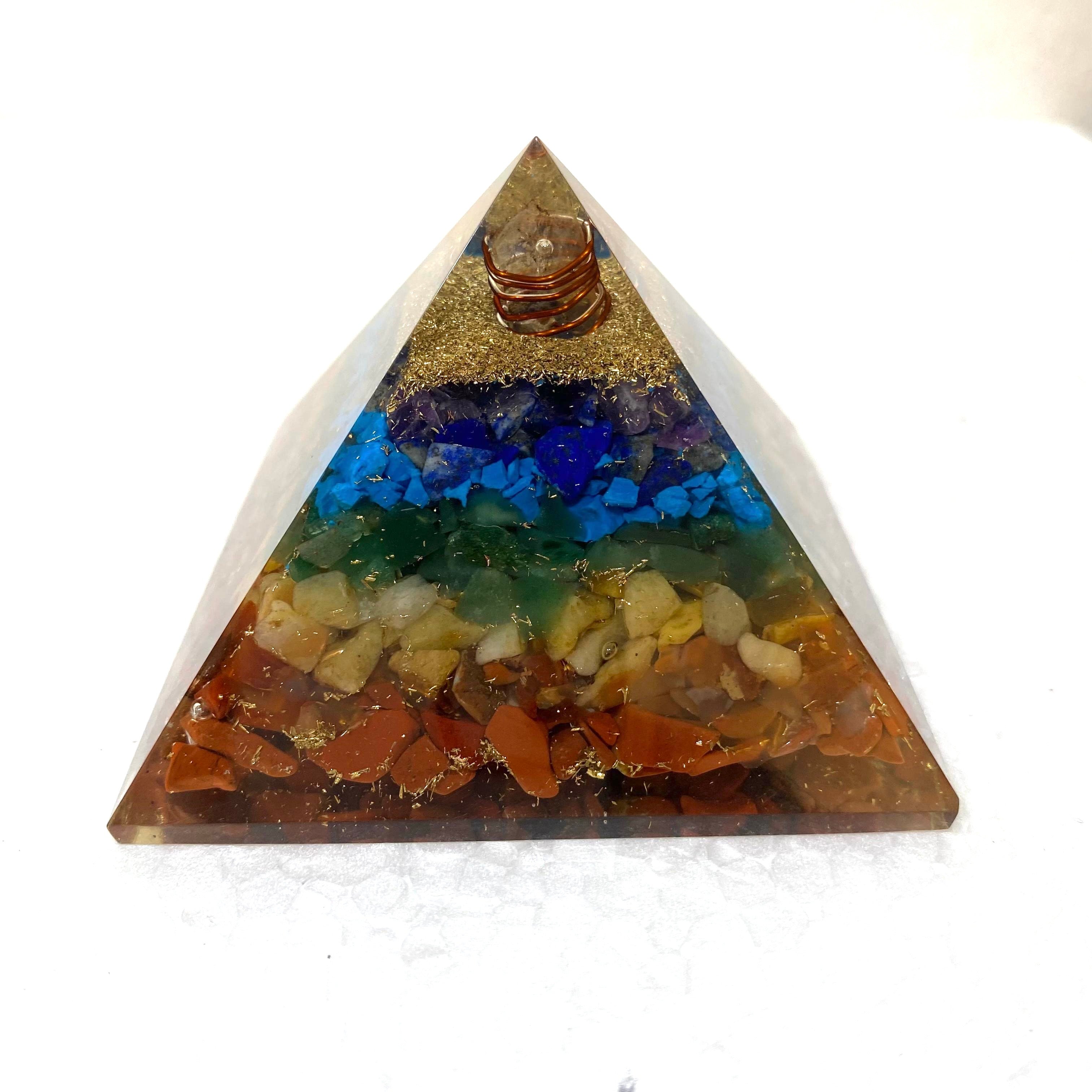 7 Chakra Stone Pyramid Ritualistic Well Being For Study Office Space Tamrapatra