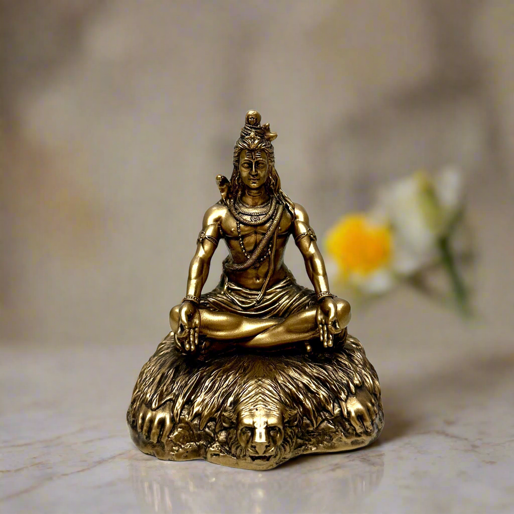Shiv Statue In Resin With Brass Finish Dhyan Mudra Best Designs At Tamrapatra