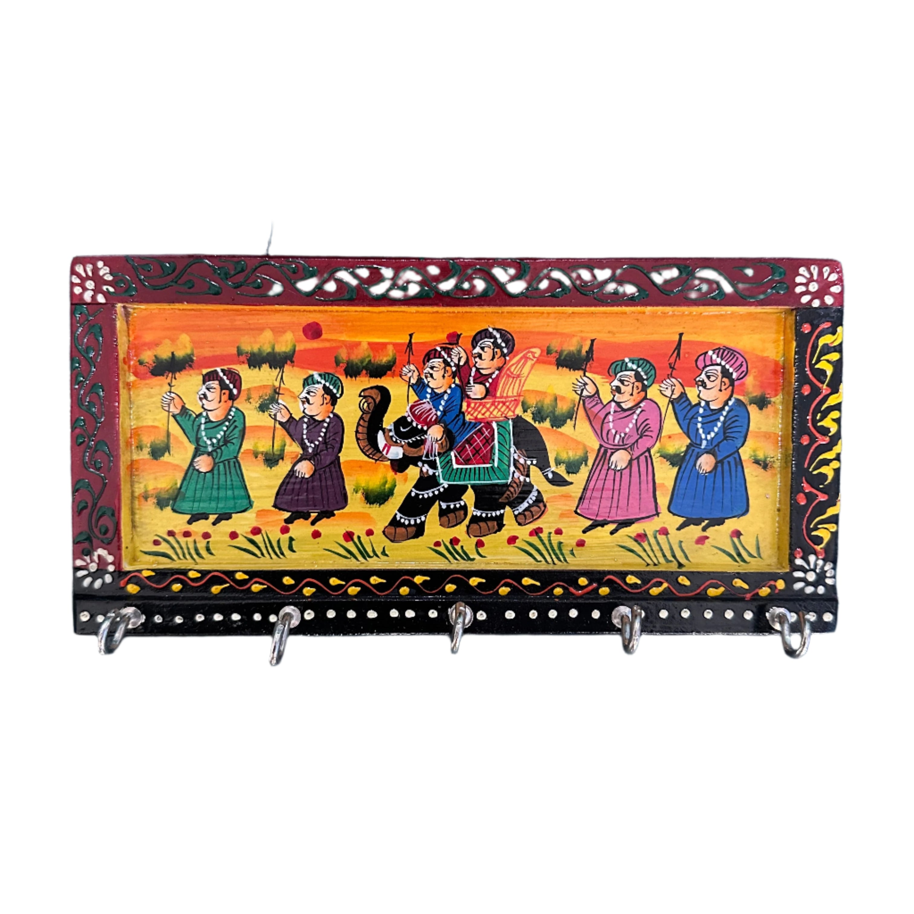 Royal HandPainted On Wooden Style Key Hanger Traditional Tamrapatra