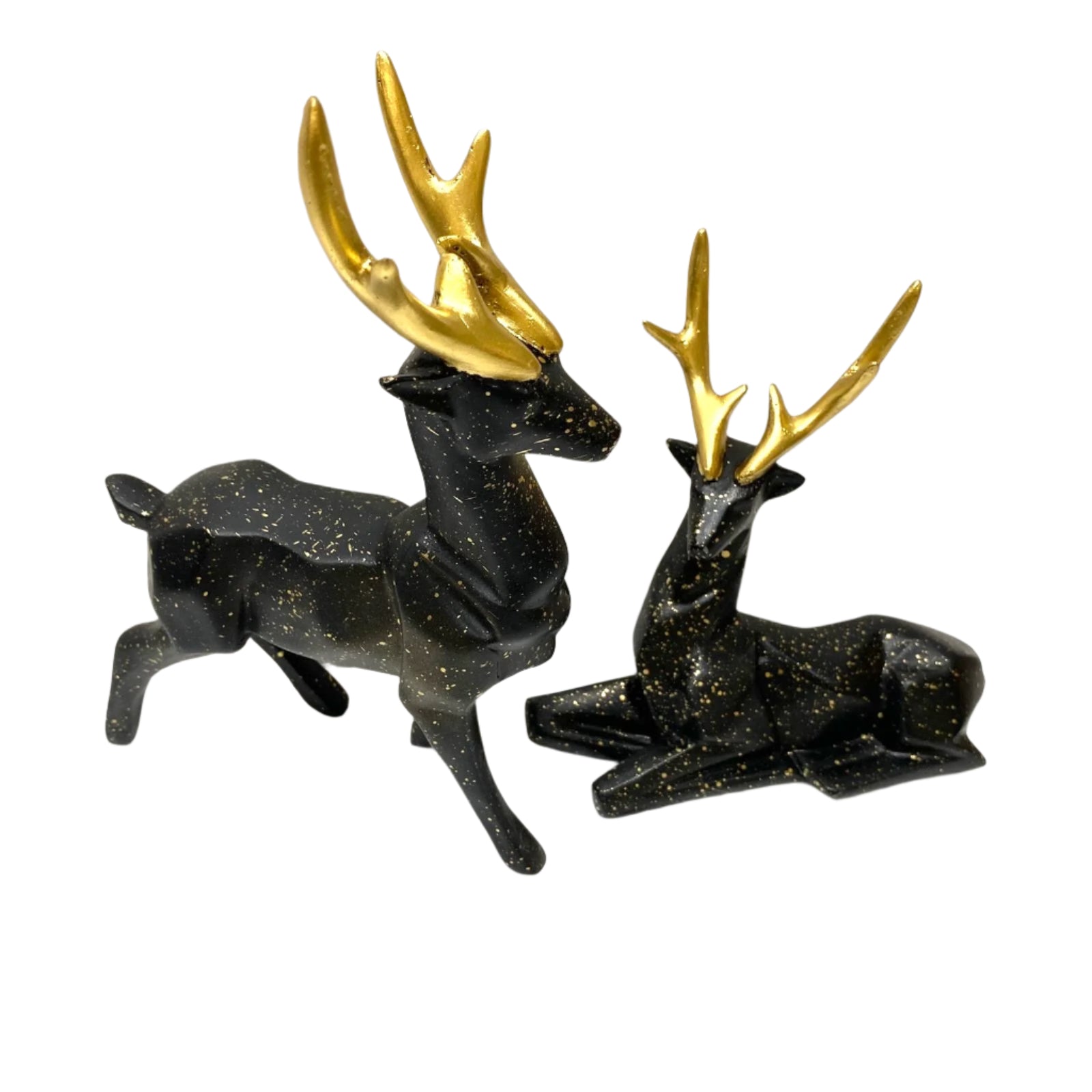 Deer Set Of 2 Showpiece Stand Décor Outstanding Art In Black Green Tamrapatra