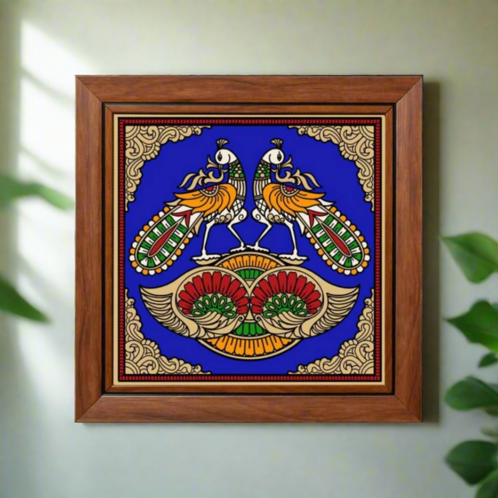 Birds Theme Tanjore Reverse Glass Paintings Frame In Various Designs By Tamrapatra