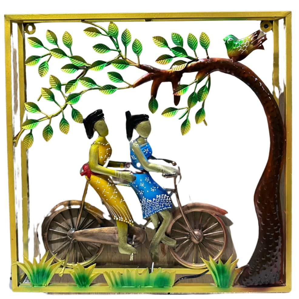 Village Lifestyle Cycle Rural Indian Theme Home Decor With LED Tamrapatra