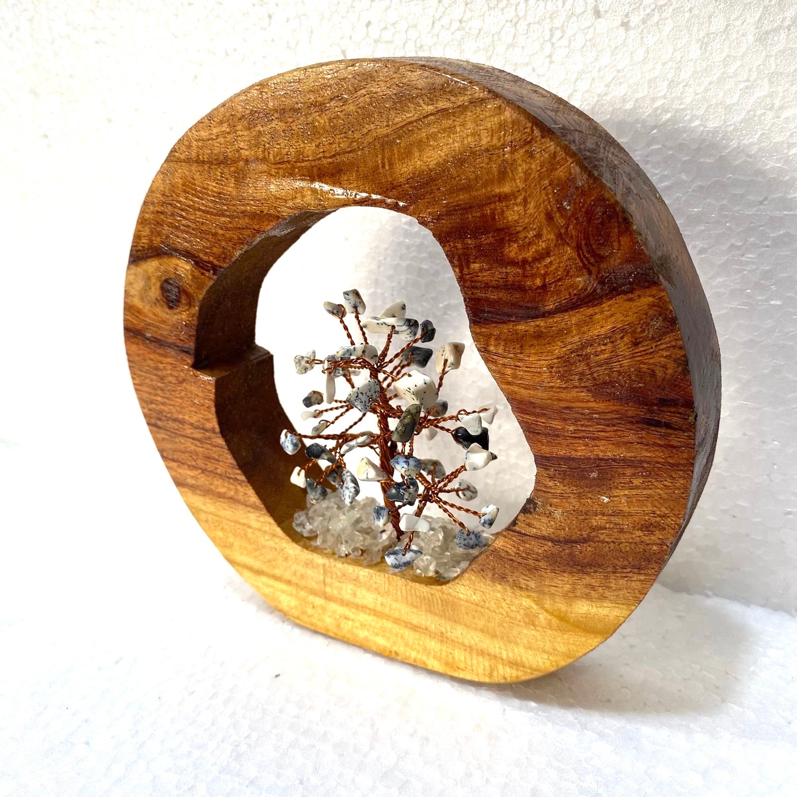 Crystal Tree In Various Shades Inside Wooden Log Creatively Unique Tamrapatra