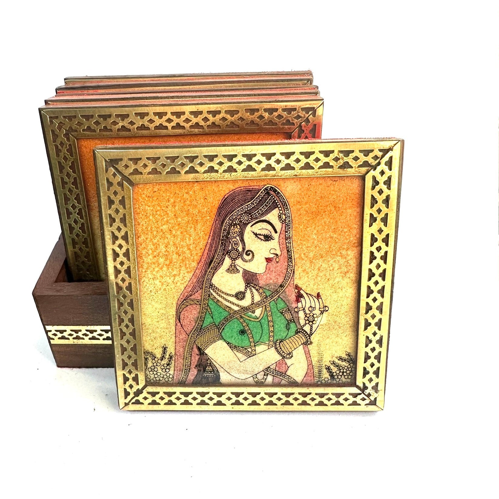 Gemstone Art Creation On Wooden Coasters In Various Designs Tamrapatra - Tamrapatra