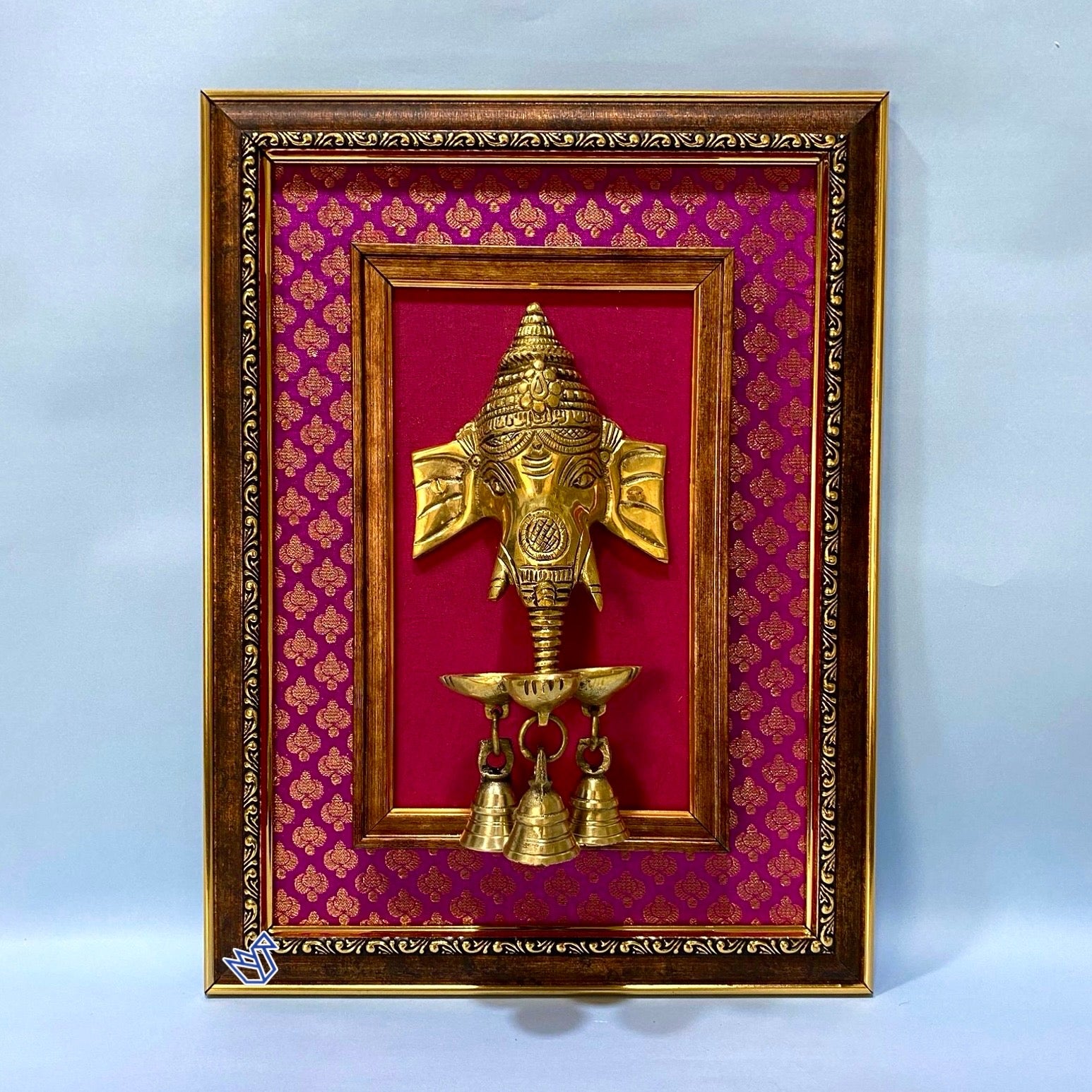 Wall Art Ganesha Diya With 3 Bells Handcrafted Brass Frames By Tamrapatra