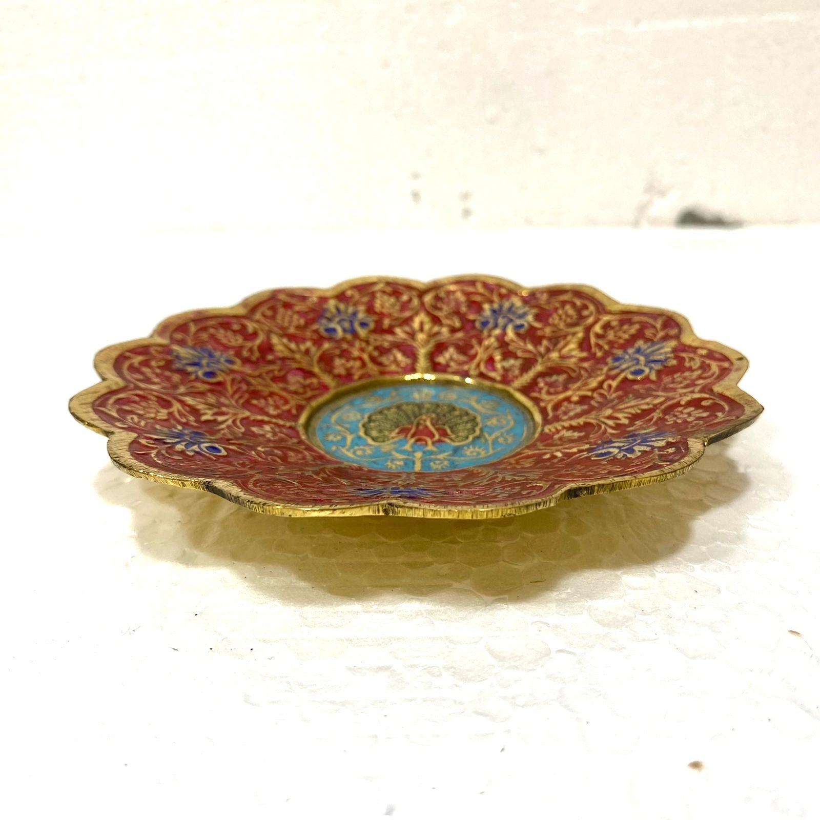 Brass Plate Designer Serving Handcrafted Inlay Work Indian Art By Tamrapatra