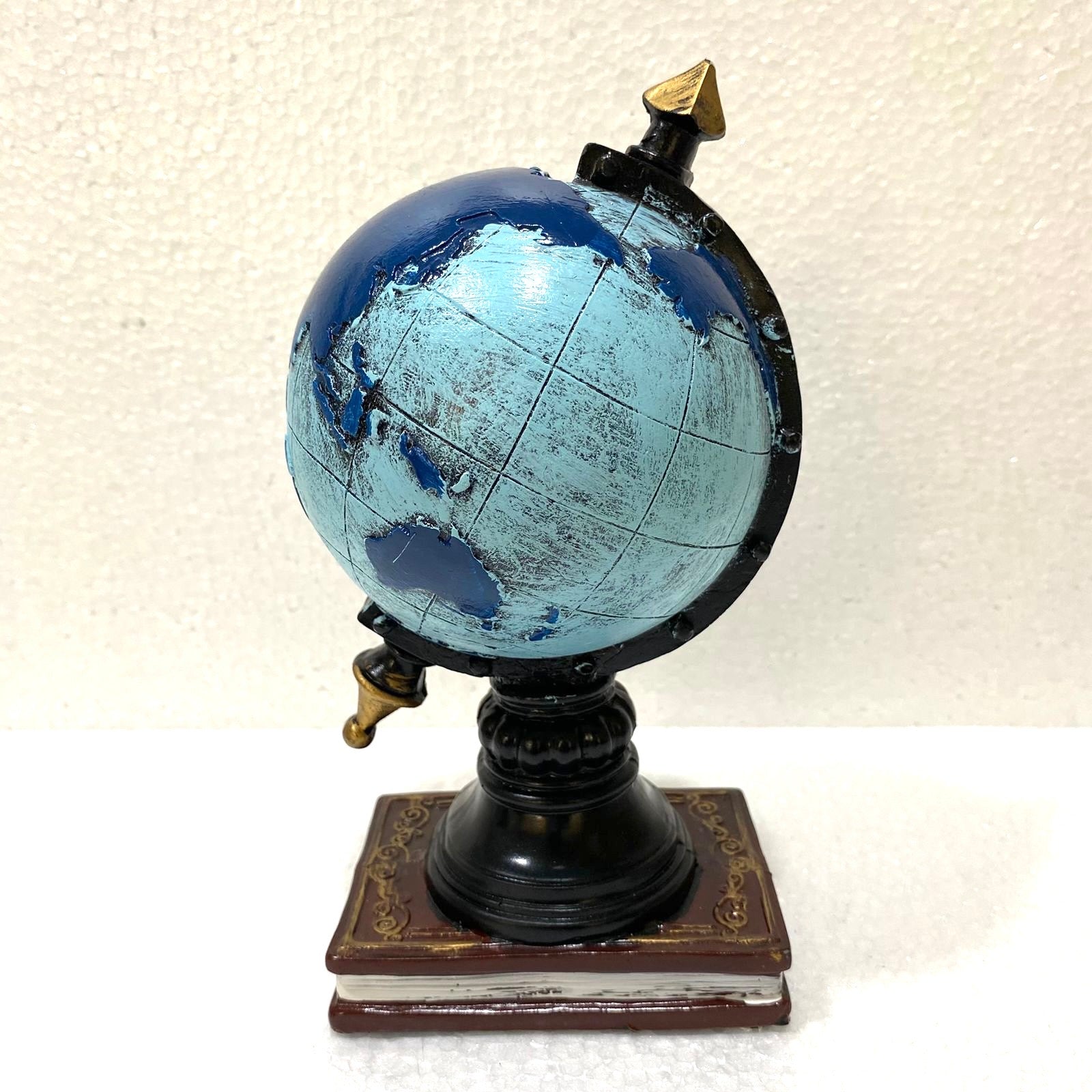 Vintage Replica Art Showpiece Gramophone Globe Feather Book By Tamrapatra