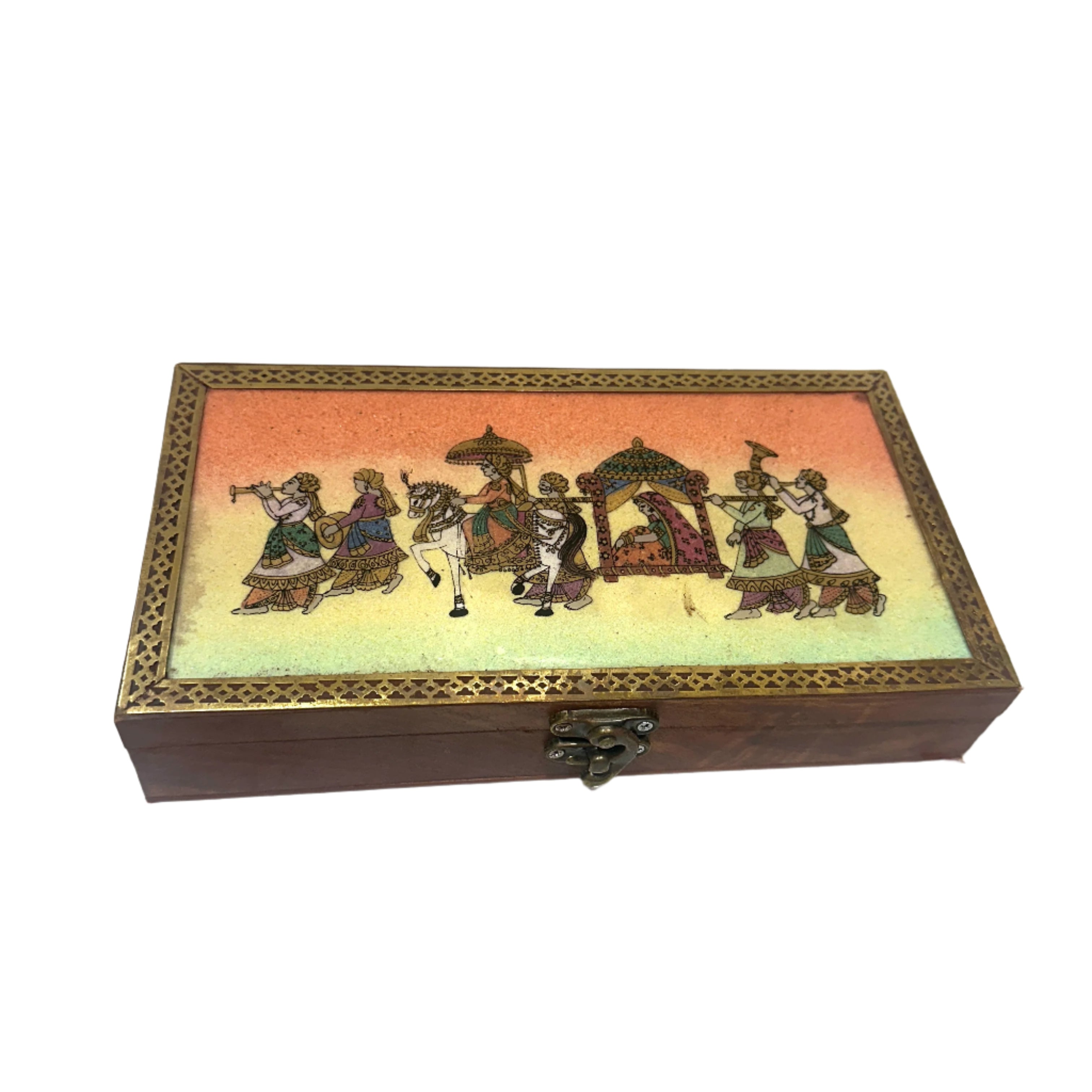Long Gemstone Box With Traditional Design Storage Box New From Tamrapatra