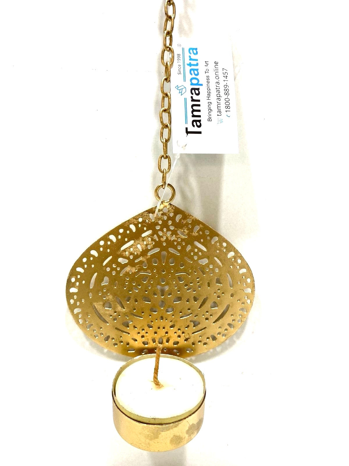 Floral Lotus Metal Hanging With Chain Shiny Gold For All Occasions By Tamrapatra