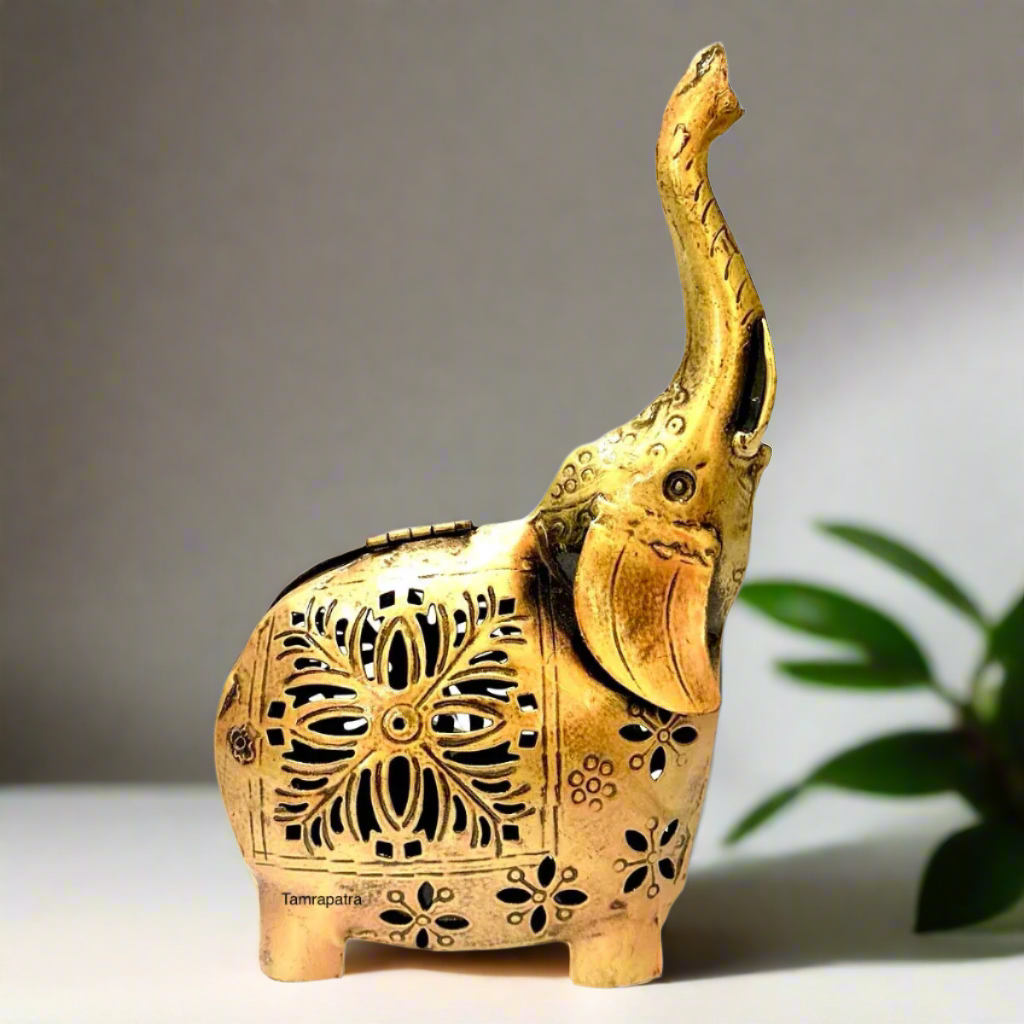 Elephant Candle Holder Up Trunk Metal Auspicious Gifting Options Tamrapatra