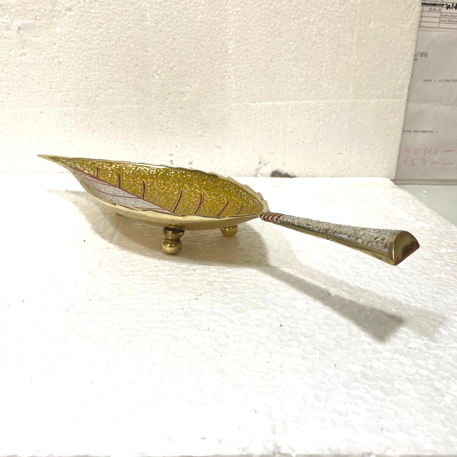 Serving Leaf Platter Brass Royal Design With Indian Craftsmanship Tamrapatra