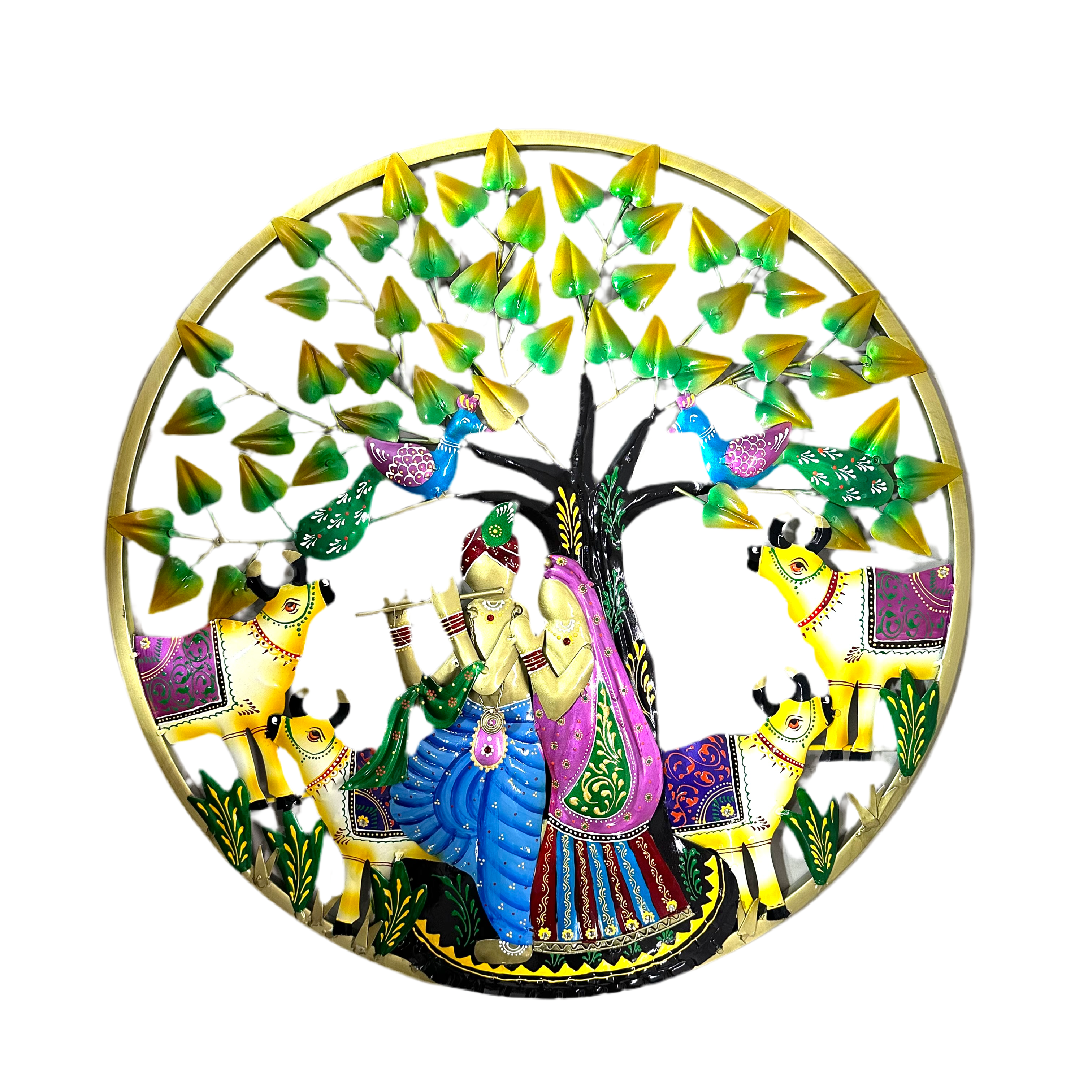 Big Radha Krishna Round In Classy Colorful Finish Metal Crafts By Tamrapatra - Tamrapatra
