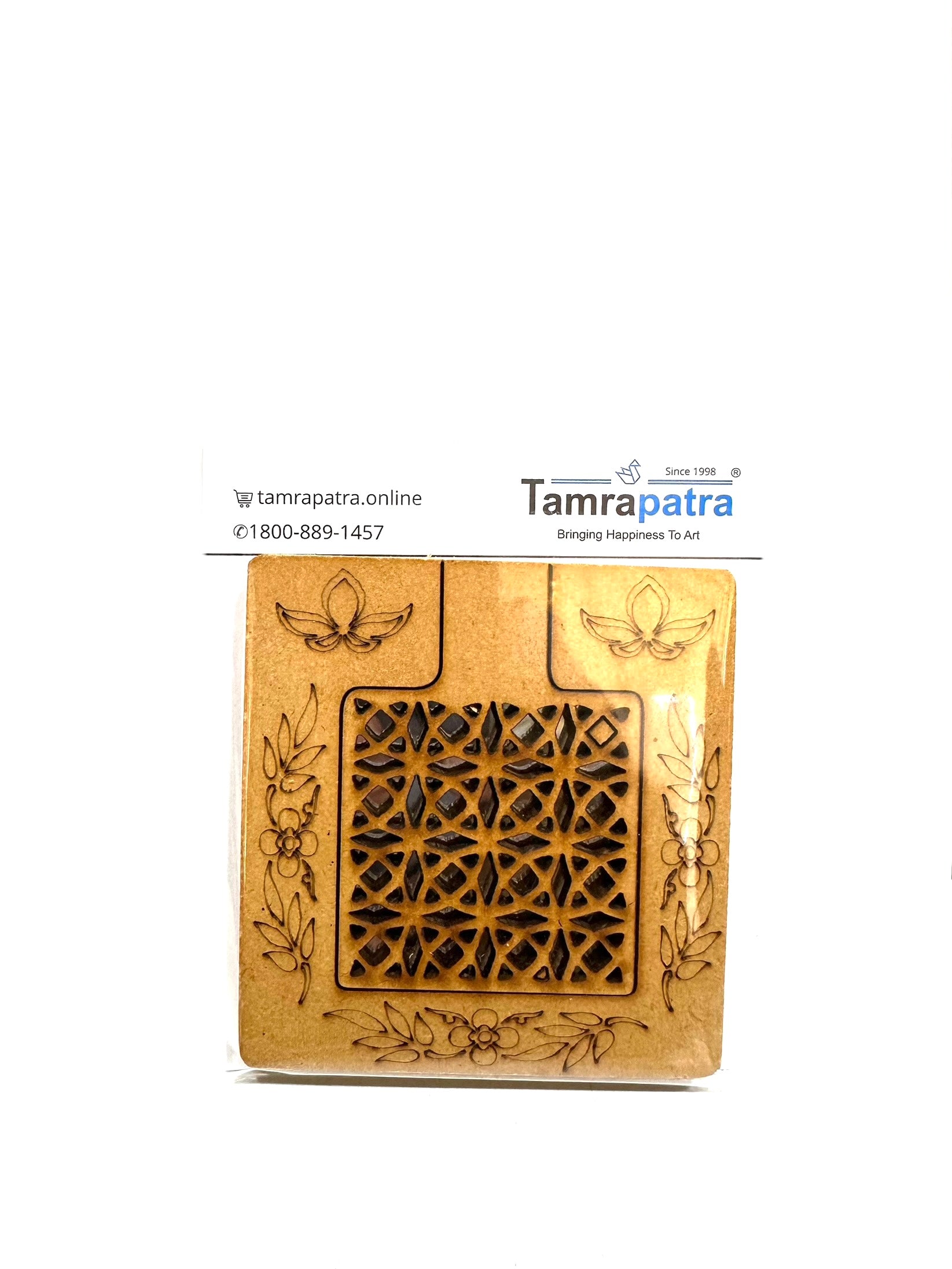 Pocket Mirror Wooden Designed With Kundan Bead Work By Tamrapatra