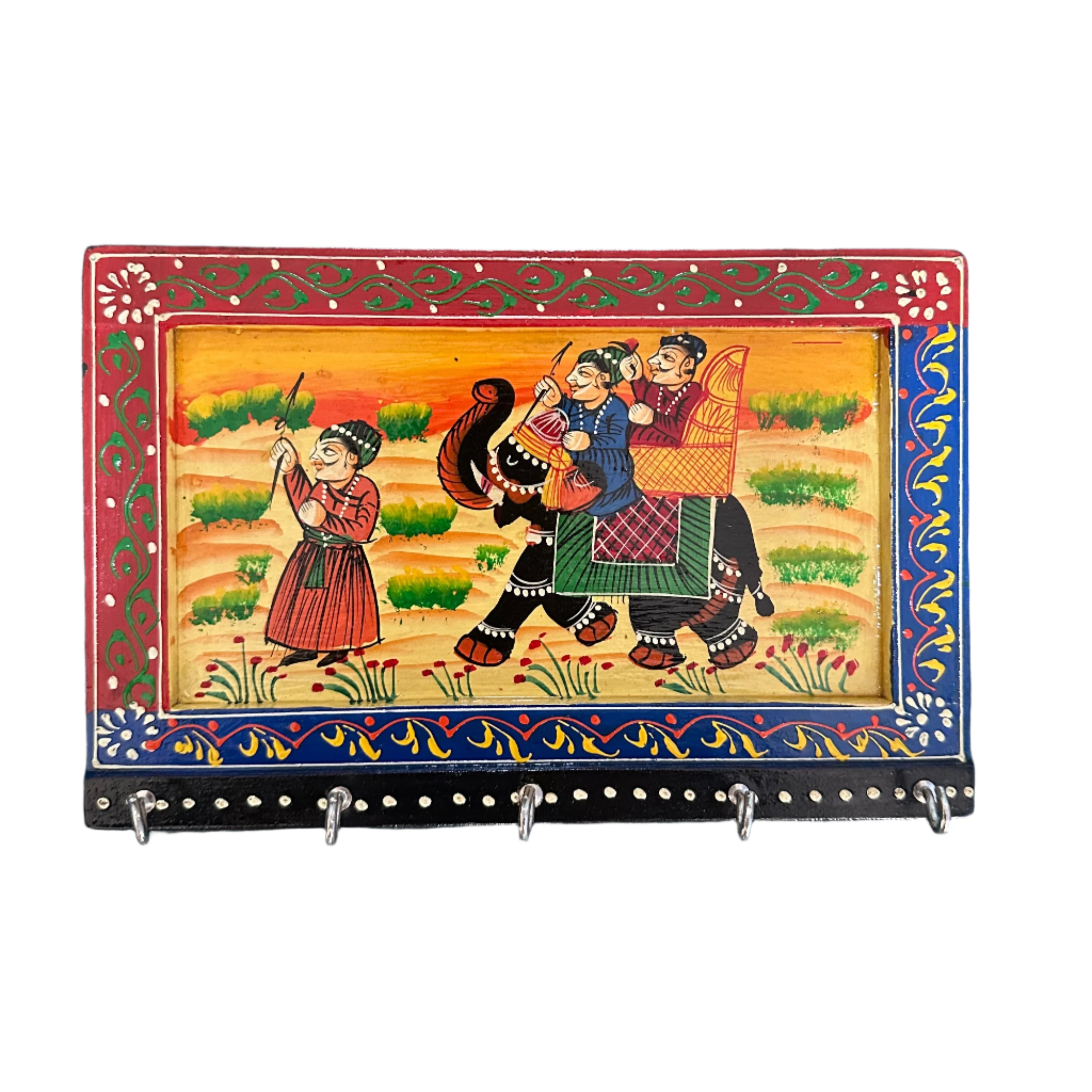 Royal HandPainted On Wooden Style Key Hanger Traditional Tamrapatra