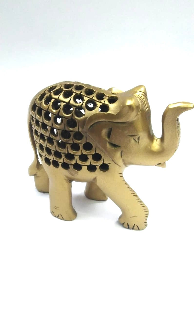 Lacquer Finished Wooden Carved Elephants In Exclusive Souvenir Tamrapatra
