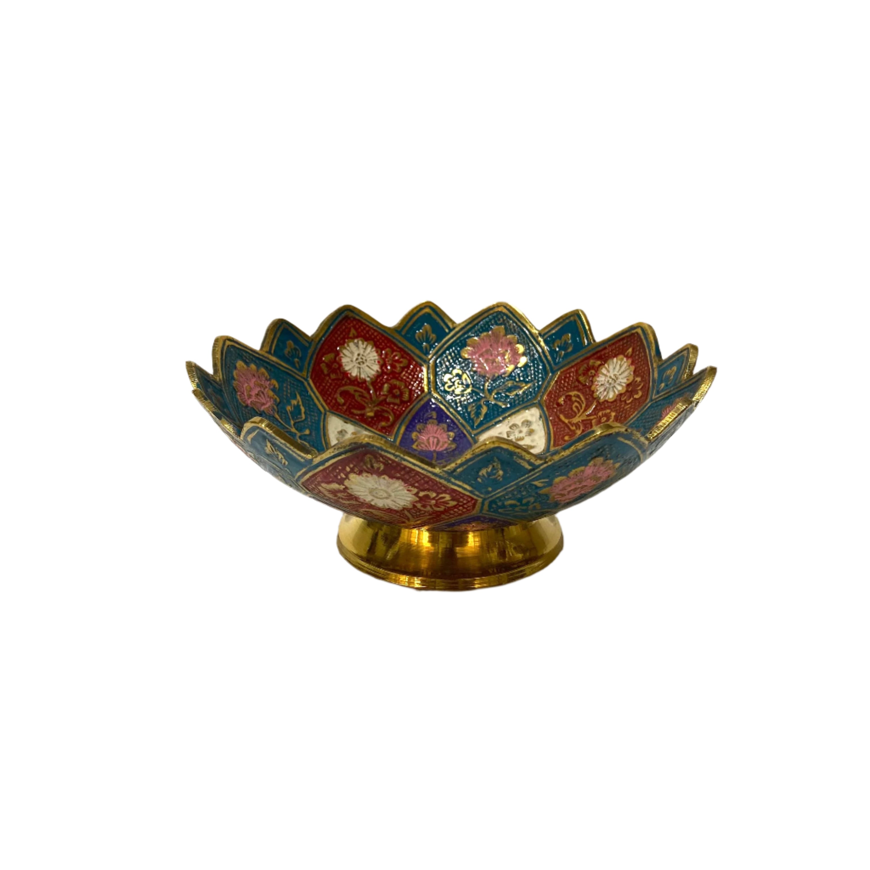 Decorative bowl with floral patterns on a white background