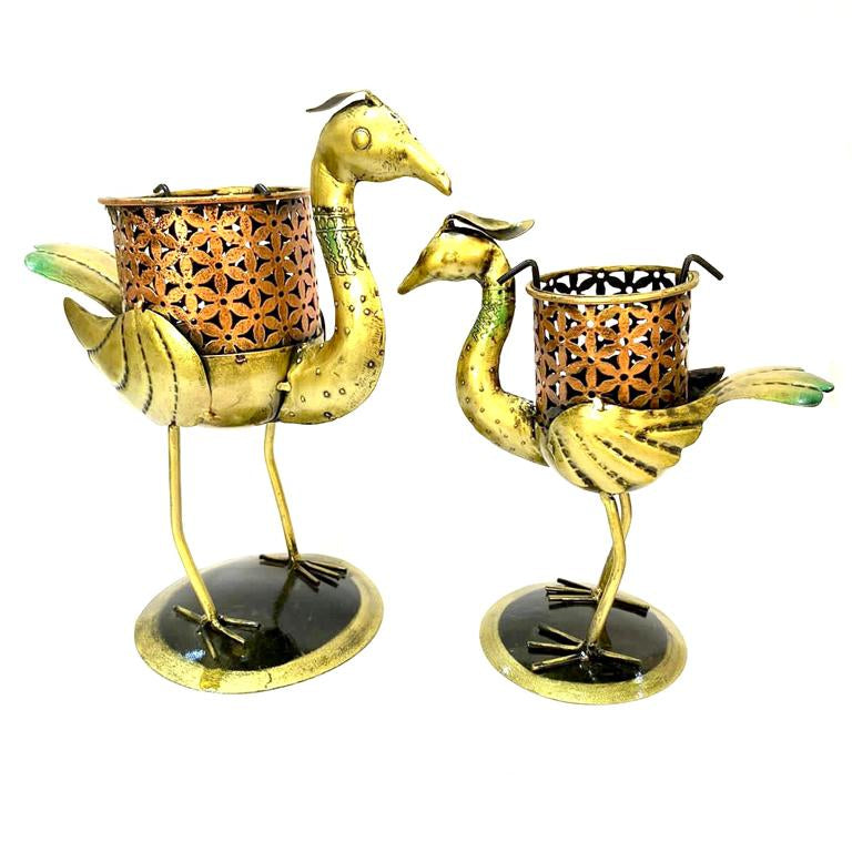 Bird Candle Holder In Various Sizes Metal Handicrafts Exclusively From Tamrapatra