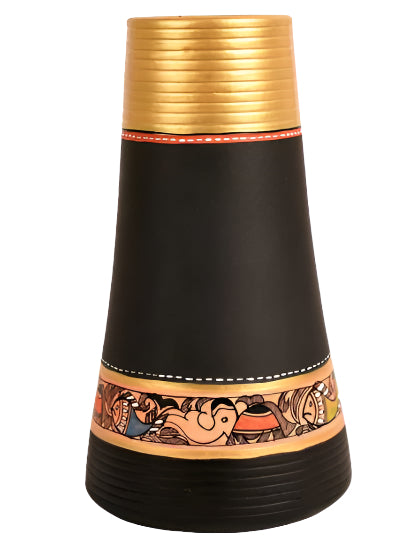 Hand Painted Madhu Bani On Sumptuous Terracotta Black Pots From Tamrapatra