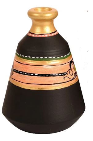 Luxury Earthen Pots Madhu Bani Designed Black Shade In 3 Shapes By Tamrapatra