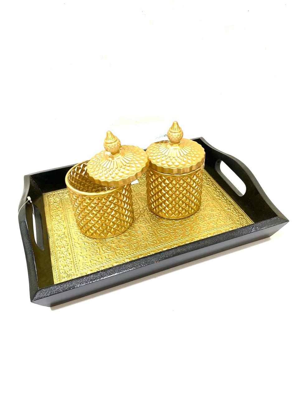 Limited Edition Brass Foil Fitted Premium Wooden Tray Home Décor By Tamrapatra - Tamrapatra