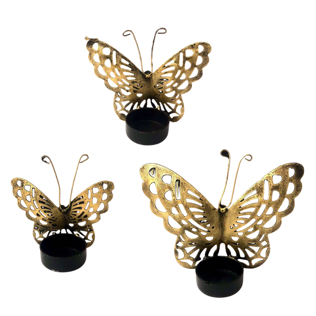 Butterfly Shadow Tea Light Beautiful Art Handmade From Metal By Tamrapatra - Tamrapatra