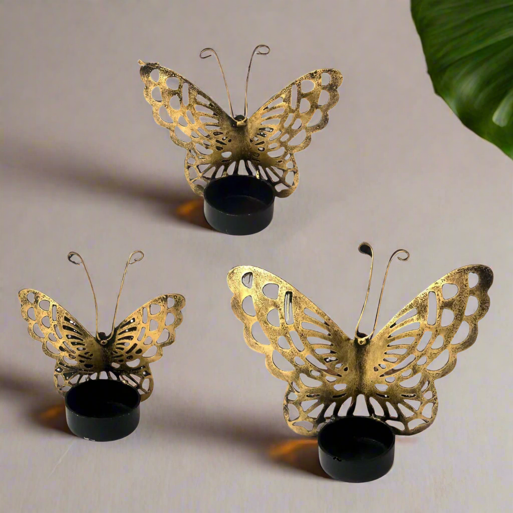 Butterfly Shadow Tea Light Beautiful Art Handmade From Metal By Tamrapatra - Tamrapatra